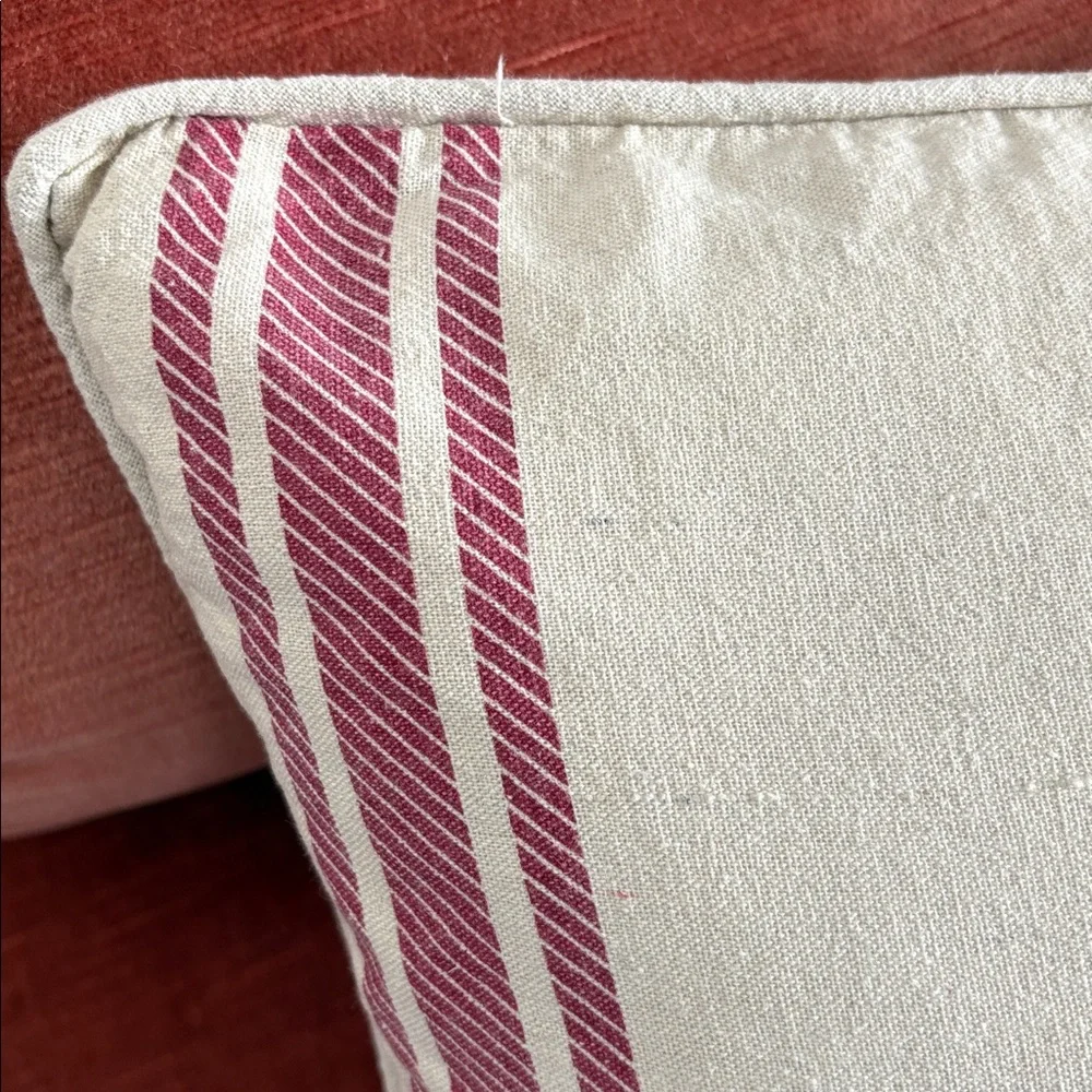 Prairie Rachel Ashwell Joyful Embroidered Holiday Throw Pillow Red Natural 18x11